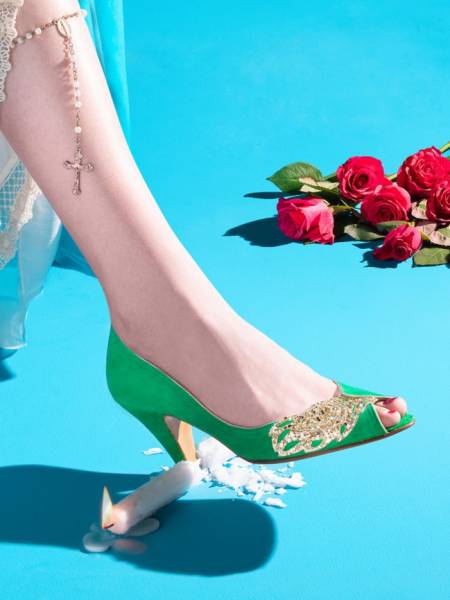 Escarpins ouverts Patricia Blanchet modèle GABY en nubuck métallisé